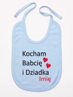 kocham babcię i dziadka z imieniem śliniak niemowlęcy kolor błękitny 003