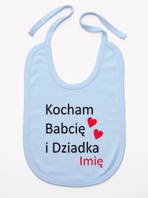 kocham babcię i dziadka z imieniem śliniak niemowlęcy kolor błękitny 003