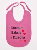 kocham babcię i dziadka z imieniem śliniak niemowlęcy kolor ciemny różowy 003
