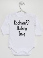 kocham babcię z imieniem body z długim rękawem kolor biały 110 kocham babcię z imieniem body z długim rękawem kolor biały 110