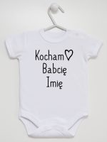 kocham babcię z imieniem body z krótkim rękawem kolor biały 110 kocham babcię z imieniem body z krótkim rękawem kolor biały 110