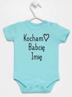 kocham babcię z imieniem body z krótkim rękawem kolor miętowy 110 kocham babcię z imieniem body z krótkim rękawem kolor miętowy 110
