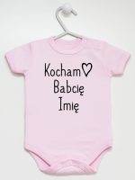 kocham babcię z imieniem body z krótkim rękawem kolor różowy 110 kocham babcię z imieniem body z krótkim rękawem kolor różowy 110