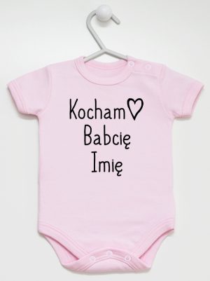 kocham babcię z imieniem body z krótkim rękawem kolor różowy 110