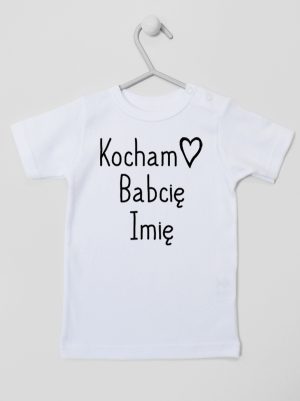 kocham babcię z imieniem koszulka z krótkim rękawem kolor biały 110