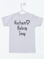 kocham babcię z imieniem koszulka z krótkim rękawem kolor szary 110