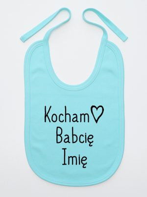 kocham babcię z imieniem śliniak niemowlęcy kolor miętowy 110