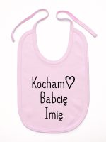 kocham babcię z imieniem śliniak niemowlęcy kolor różowy 110 kocham babcię z imieniem śliniak niemowlęcy kolor różowy 110