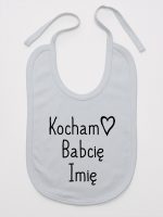 kocham babcię z imieniem śliniak niemowlęcy kolor szary 110 kocham babcię z imieniem śliniak niemowlęcy kolor szary 110