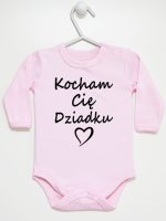kocham cię dziadku body z długim rękawem kolor różowy 113