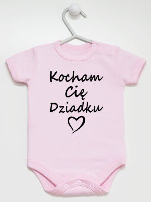 kocham cię dziadku body z krótkim rękawem kolor różowy 113