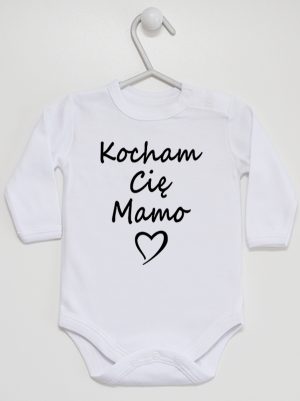 kocham cię mamo body z długim rękawem kolor biały 114