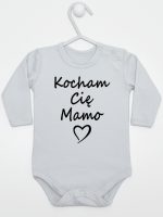 kocham cię mamo body z długim rękawem kolor szary 114