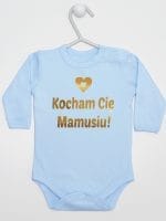 kocham cię mamusiu nadruk złoty body z długim rękawem kolor błękitny 051