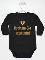 kocham cię mamusiu nadruk złoty body z długim rękawem kolor czarny 051