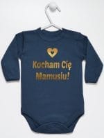 kocham cię mamusiu nadruk złoty body z długim rękawem kolor granatowy 051