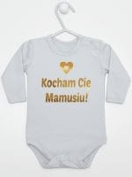 kocham cię mamusiu nadruk złoty body z długim rękawem kolor szary 051
