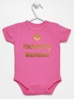 kocham cię mamusiu nadruk złoty body z krótkim rękawem kolor ciemny rózowy 051