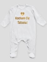 kocham cię tatusiu nadruk złoty pajacyk śpioszek ze stópkami 052