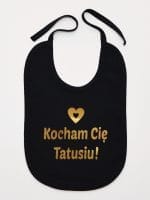kocham cię tatusiu nadruk złoty śliniak niemowlęcy kolor czarny 052