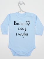 kocham ciocię i wujka body z długim rękawem kolor błękitny 129