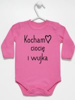 kocham ciocię i wujka body z długim rękawem kolor ciemny różowy 129