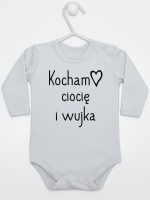 kocham ciocię i wujka body z długim rękawem kolor szary 129