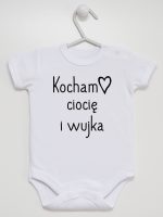kocham ciocię i wujka body z krótkim rękawem kolor biały 129