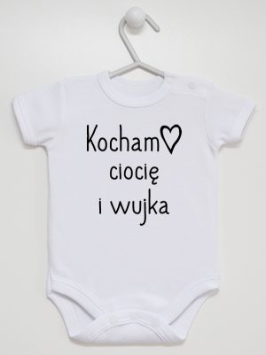 kocham ciocię i wujka body z krótkim rękawem kolor biały 129