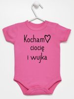 kocham ciocię i wujka body z krótkim rękawem kolor ciemny rózowy 129