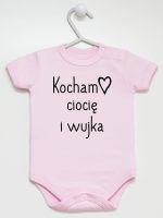 kocham ciocię i wujka body z krótkim rękawem kolor różowy 129