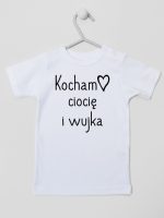kocham ciocię i wujka koszulka z krótkim rękawem kolor biały 129