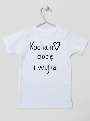 kocham ciocię i wujka koszulka z krótkim rękawem kolor biały 129