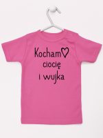 kocham ciocię i wujka koszulka z krótkim rękawem kolor ciemny różowy 129