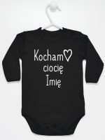 kocham ciocię z imieniem body z długim rękawem kolor czarny 101