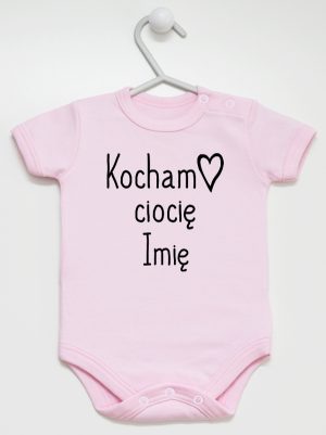 kocham ciocię z imieniem body z krótkim rękawem kolor różowy 101