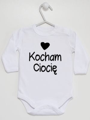 kocham ciocię z sercem body z długim rękawem kolor biały 035