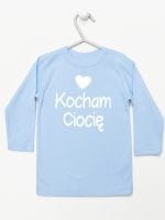 kocham ciocię z sercem koszulka z długim rękawem kolor błękitny 035