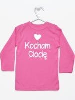 kocham ciocię z sercem koszulka z długim rękawem kolor ciemny różowy 035