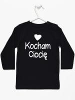 kocham ciocię z sercem koszulka z długim rękawem kolor czarny 035