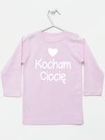kocham ciocię z sercem koszulka z długim rękawem kolor różowy 035