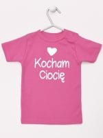 kocham ciocię z sercem koszulka z krótkim rękawem kolor ciemny różowy 035
