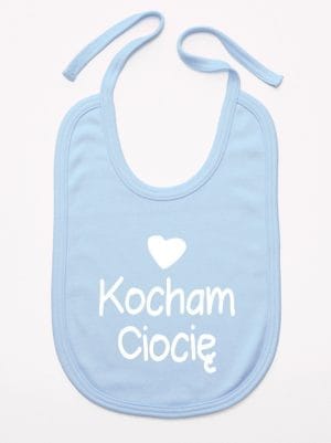 kocham ciocię z sercem śliniak niemowlęcy kolor błękitny 035