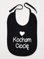kocham ciocię z sercem śliniak niemowlęcy kolor czarny 035 kocham ciocię z sercem śliniak niemowlęcy kolor czarny 035