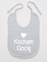 kocham ciocię z sercem śliniak niemowlęcy kolor szary 035 kocham ciocię z sercem śliniak niemowlęcy kolor szary 035