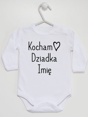 kocham dziadka z imieniem body z długim rękawem kolor biały 111