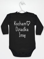 kocham dziadka z imieniem body z długim rękawem kolor czarny 111 kocham dziadka z imieniem body z długim rękawem kolor czarny 111