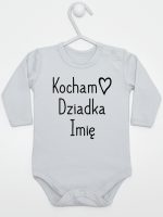 kocham dziadka z imieniem body z długim rękawem kolor szary 111 kocham dziadka z imieniem body z długim rękawem kolor szary 111