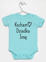 kocham dziadka z imieniem body z krótkim rękawem kolor miętowy 111 kocham dziadka z imieniem body z krótkim rękawem kolor miętowy 111