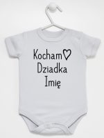 kocham dziadka z imieniem body z krótkim rękawem kolor szary 111 kocham dziadka z imieniem body z krótkim rękawem kolor szary 111